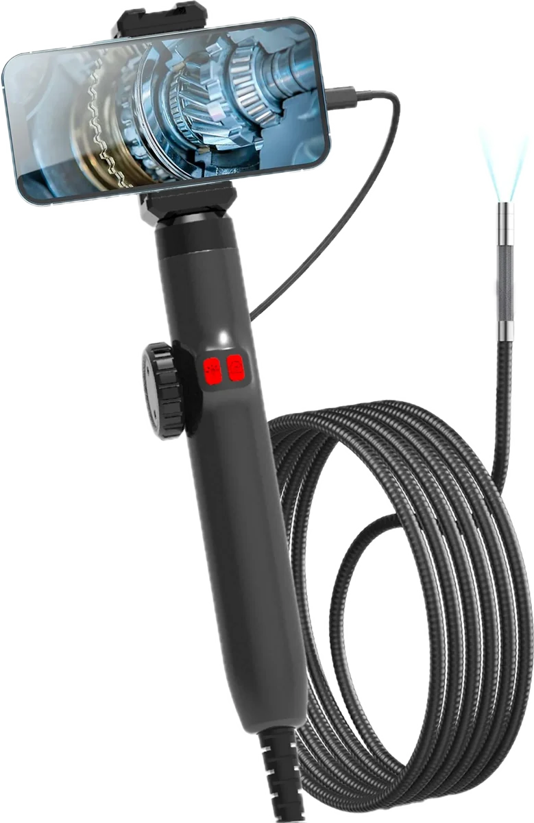 Articulating inspection scope with phone holder