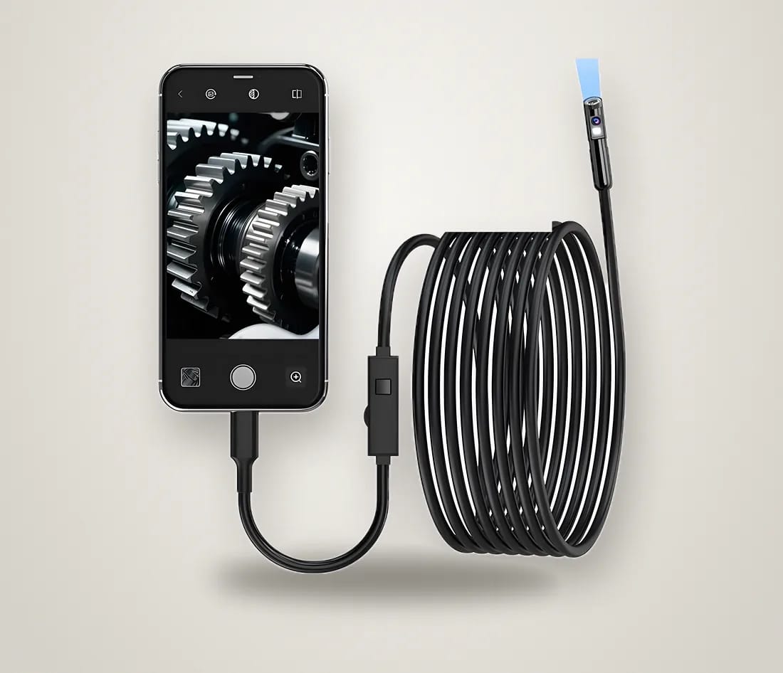Plugs into the phone directly · phone not included · cable shown longer
